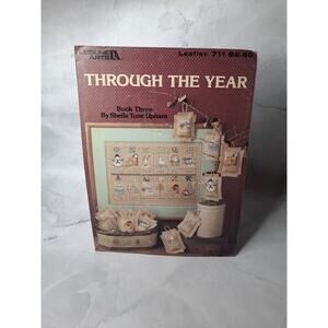 1988 Leisure Arts Cross Stitch Leaflet Through The Year Calendar & Mini Pillows